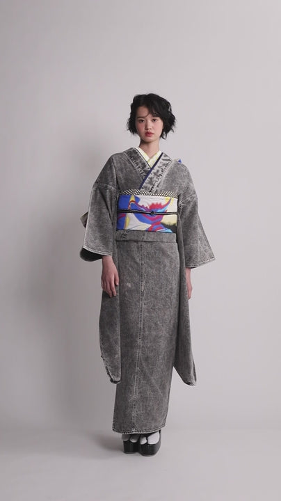 成人式振袖レンタル｜デニムブラックケミカル × 五色五光 蝶