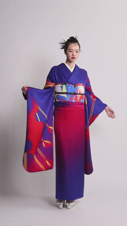 成人式振袖レンタル｜瑠璃蓮背面図