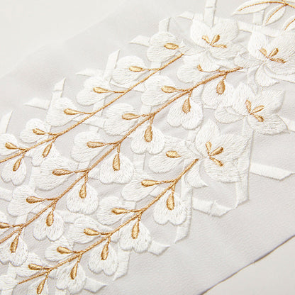 半衿 刺繍 「藤」 白