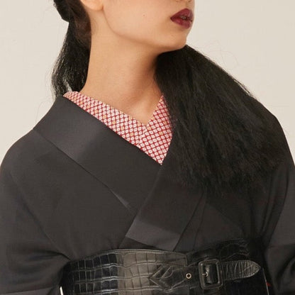 半衿 刺繍 「鹿子」 赤