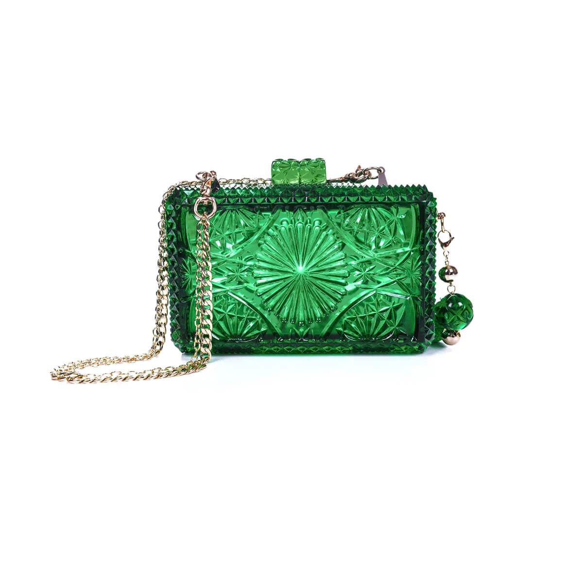 Bag DOUGLASPOON 【Hand Carved Rectangle Clutch】 Emerald Green