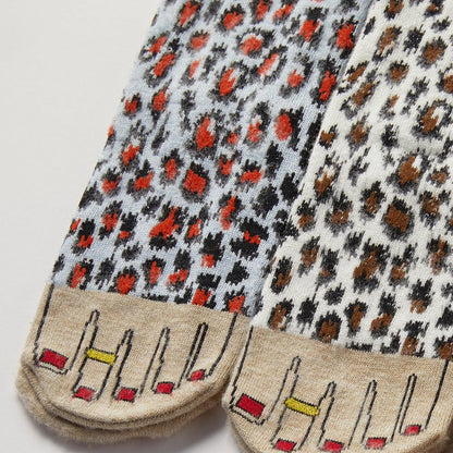 ソックス Onyva 「レオパード ウール ペディキュアソックス」」