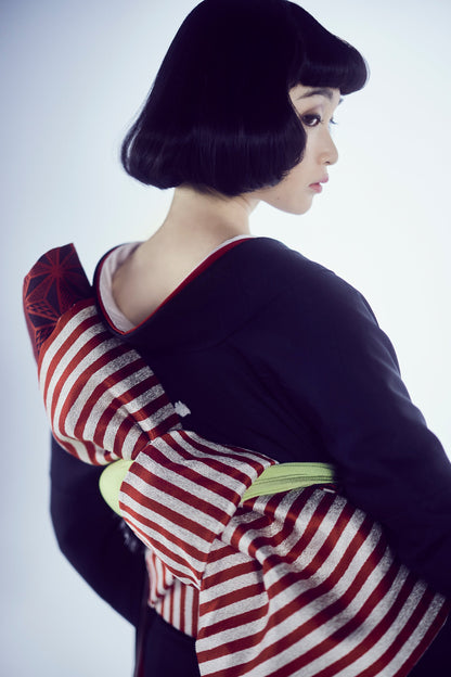 Fukuro obi KAPUKI original "red stripes"