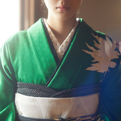 半衿 刺繍 「藤」 白