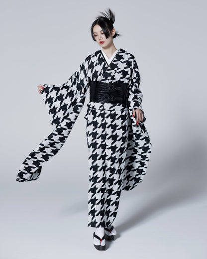 振袖購入｜木綿振袖 Monochrome 【Houndstooth】