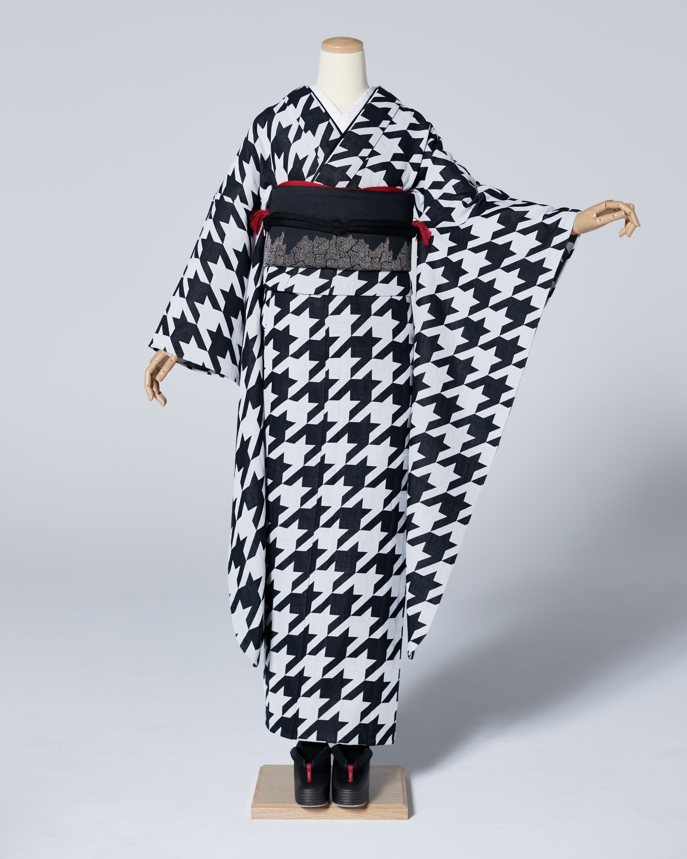 Cotton Furisode Monochrome [Houndstooth]