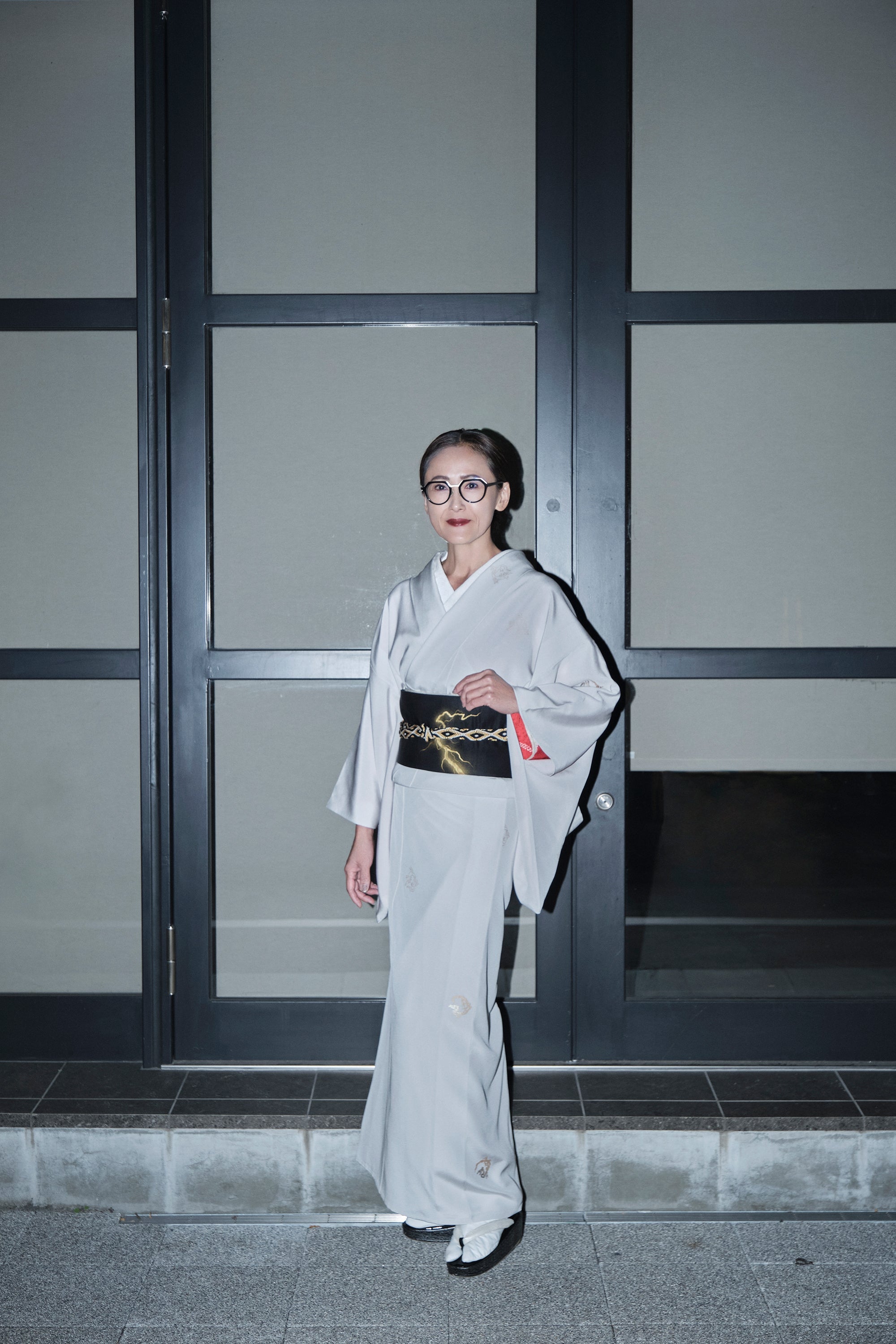 Obijime [plain weave rhombus] black gold