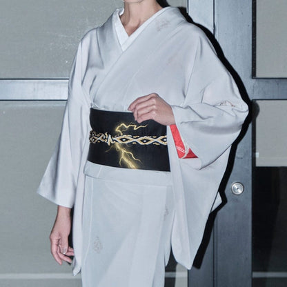 Obijime [plain weave rhombus] black gold