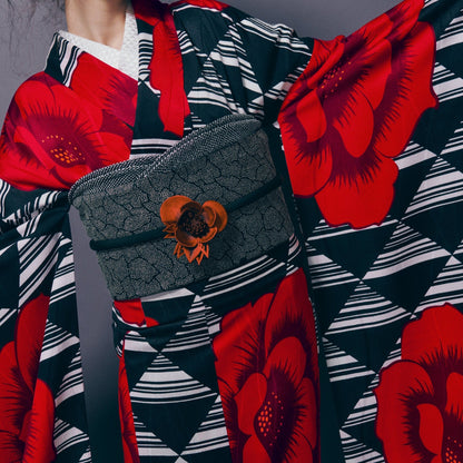 Fukuro obi KAPUKI original "Cracked chrysanthemum"