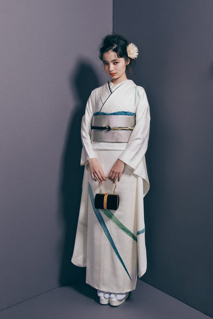 半衿 刺繍 「七宝」 白/金