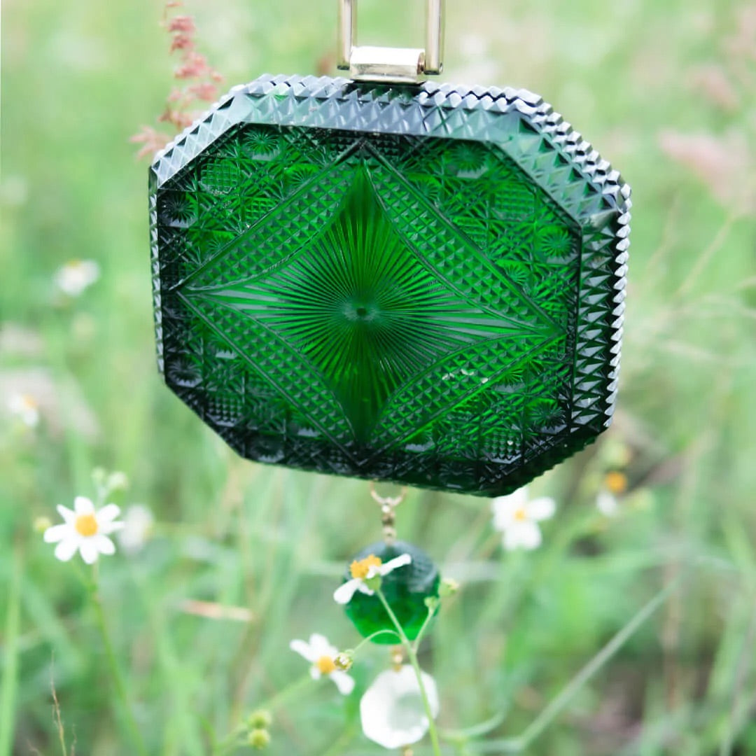 バッグ DOUGLASPOON 【Hand Carved Octagon Clutch】 Emerald Green