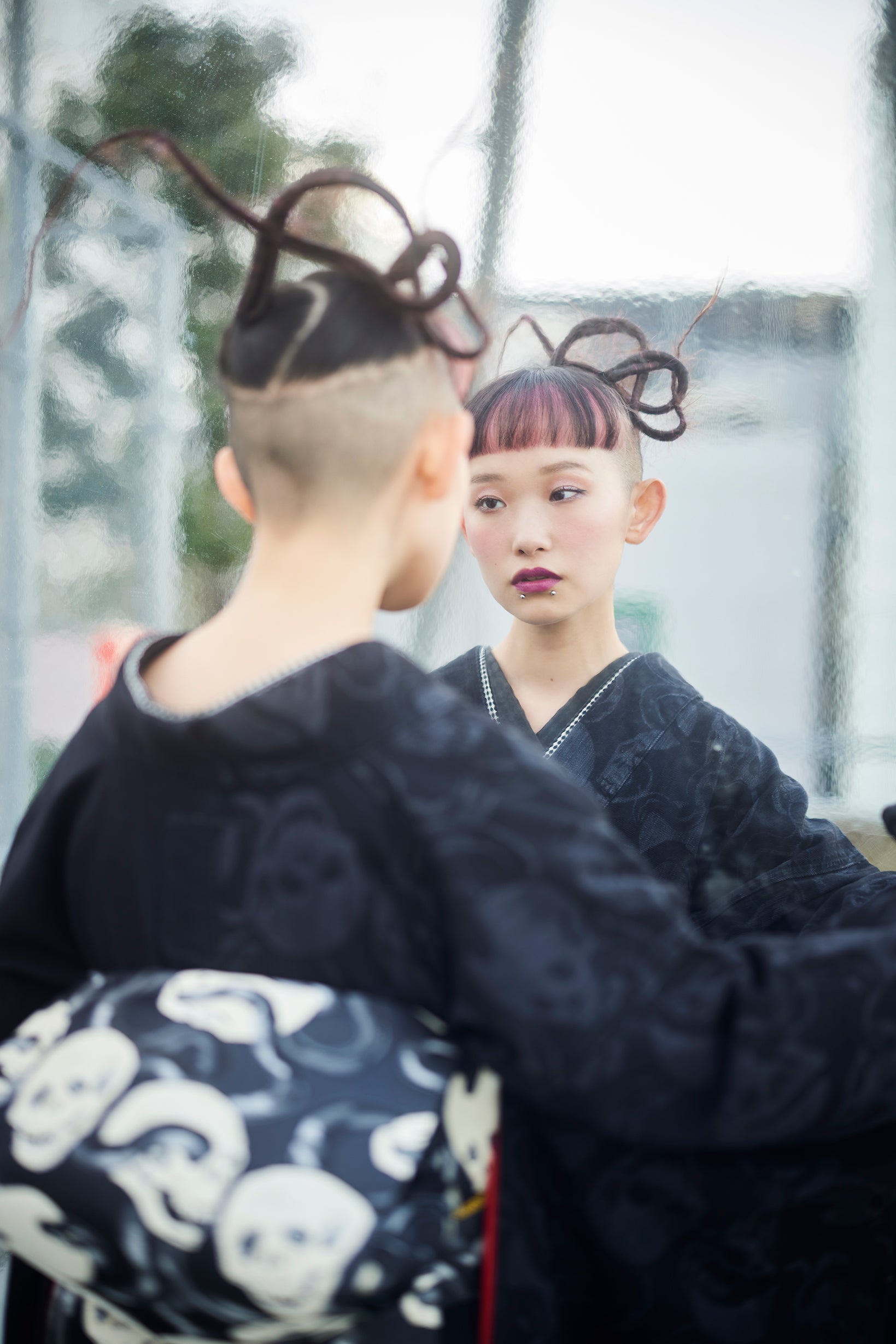 Denim Furisode "Snake and Skull Black"