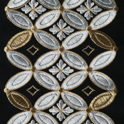 半衿 刺繍 「七宝」 黒/金