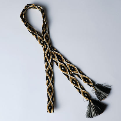 Obijime [plain weave rhombus] black gold