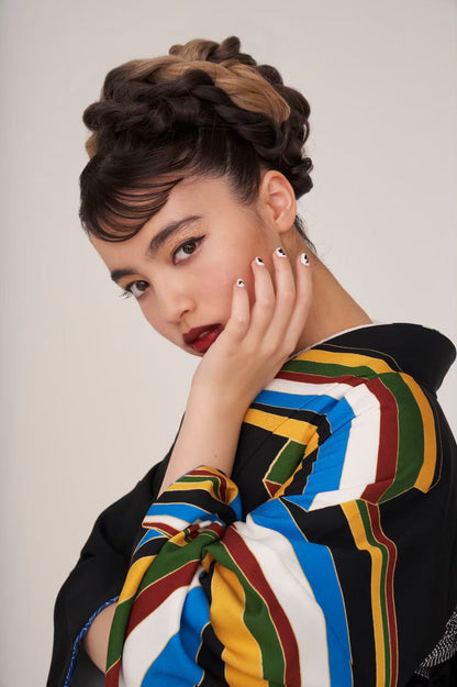 扇縞 黒：2026年成人式振袖レンタル